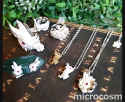 画像3: DECO ウサギとクローバーのピアス/イヤリングWH