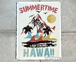 画像1: アンティークエンボスメタルプレート/SUMMER TIME HAWAII