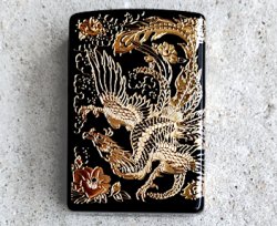 画像1: ZIPPO 二面鳳凰 黒金