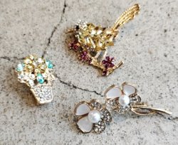 画像2: ビジューブローチ/野鳥YE