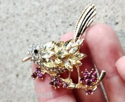 画像3: ビジューブローチ/野鳥YE