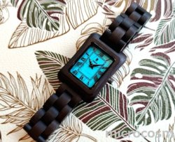 画像1: EINBAND木製ウォッチLichtターコイズxサンダルウッド(S)26mm
