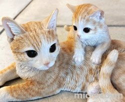 画像1: アニマルオブジェ/親子のビスケットとら猫