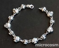 画像1: SV925ブレスレット/スカルCZ204