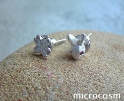 画像8: DECO 子ウサギとクローバーのピアス/イヤリングWH