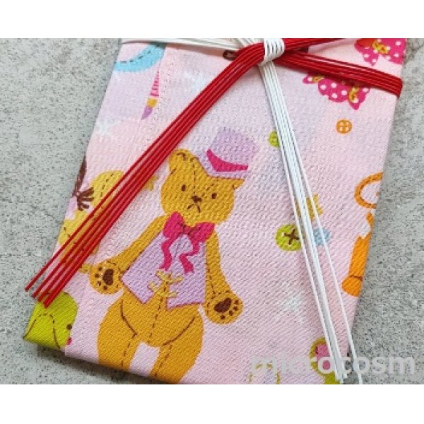画像2: ご祝儀袋/コットンハンカチの祝儀袋 ピンクぬいぐるみ (2)