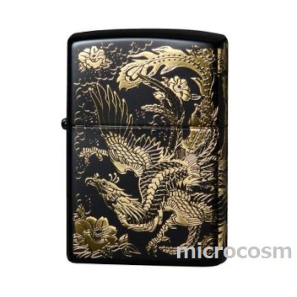 画像2: ZIPPO 二面鳳凰 黒金 (2)